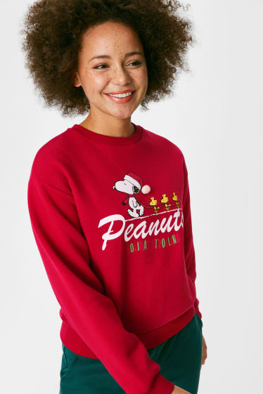 Ados & jeunes adultes - CLOCKHOUSE - sweat-shirt de Noël - finition brillante - Peanuts - rouge