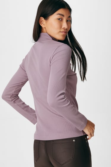 Femei - Tricou cu mânecă lungă basic - violet deschis