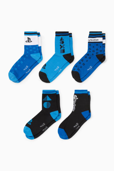 Kinderen - Set van 5 paar - PlayStation - sokken - donkerblauw