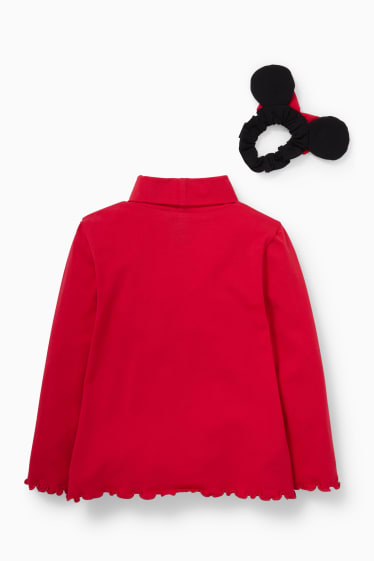 Kinderen - Minnie Mouse - set - shirt met rolkraag en een scrunchie - 2-delig - rood