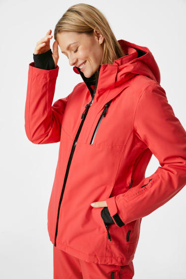 Women - Ski jacket with hood - red