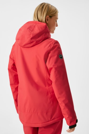 Women - Ski jacket with hood - red
