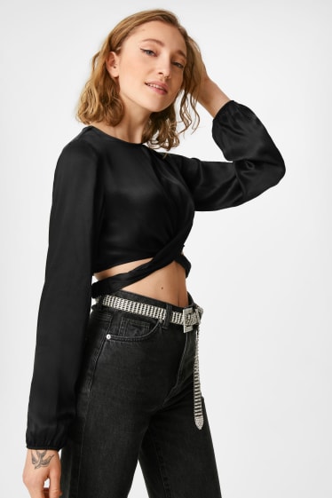 Women - CLOCKHOUSE - satin blouse - black