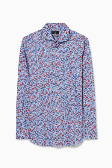 Uomo - Camicia business - Slim Fit - collo alla francese - facile da stirare - azzurro