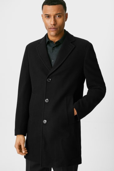 Men - Coat - wool blend - black