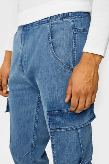Men - Tapered jeans - cargo jeans - denim-blue