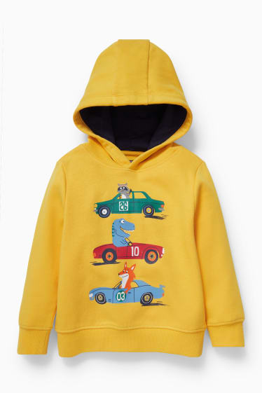 Dzieci - Auto - bluza z kapturem - żółty
