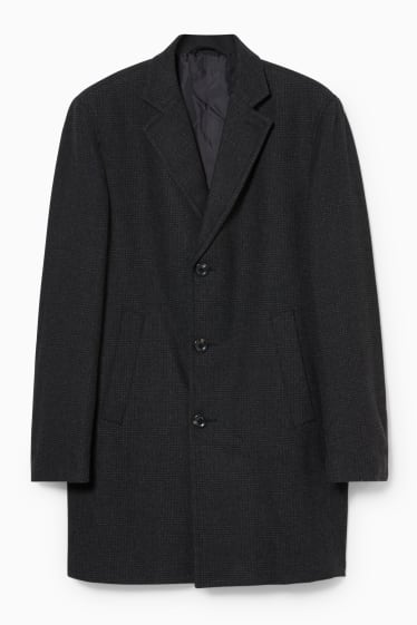 Men - Coat - check - black