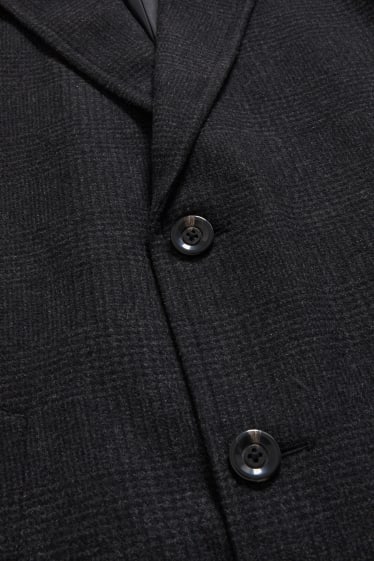 Men - Coat - check - black