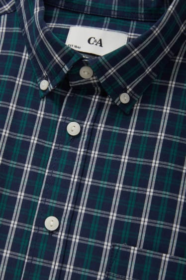Heren - Overhemd - slim fit - button down - geruit - donkergroen