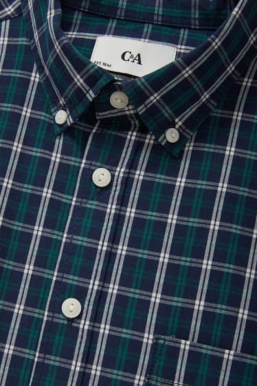 Men - Shirt - slim fit - button-down collar - check - dark green