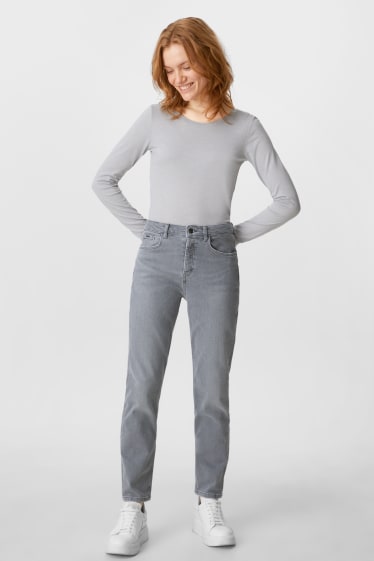 Dámské - Premium straight tapered jeans - džíny - světle šedé