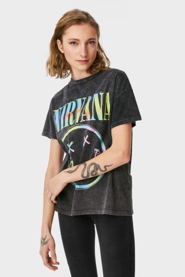 Ragazzi e giovani - CLOCKHOUSE - t-shirt - Nirvana - grigio scuro