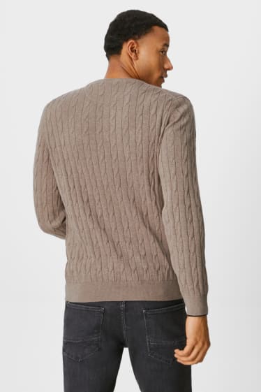 Herren - Feinstrick-Pullover mit Kaschmir-Anteil - beige