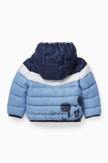 Baby's - Mickey Mouse - gewatteerde baby-jas met capuchon - blauw / donkerblauw
