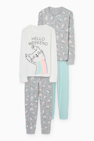 Children Girls - Multipack of 2 - pyjamas - 4 piece - white / gray