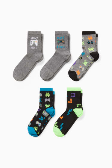 Children - Multipack of 5 - socks - black / gray