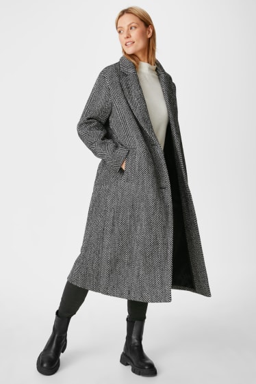 Women - Coat - black / white