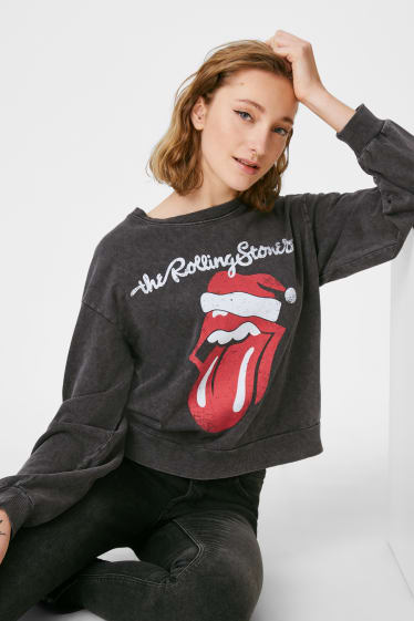 Nastolatki - CLOCKHOUSE - bluza w bożonarodzeniowym stylu - The Rolling Stones - antracyt