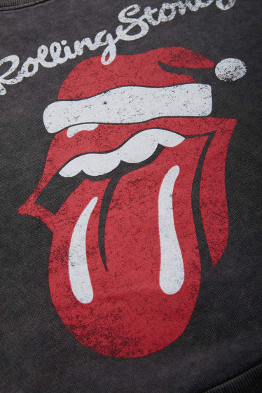 Adolescenți și tineri - CLOCKHOUSE - bluză de molton cu motive de Crăciun - Rolling Stones - antracit