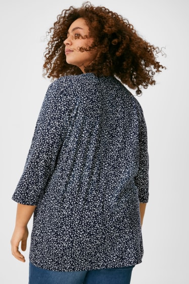 Women - Long sleeve top - floral - dark blue