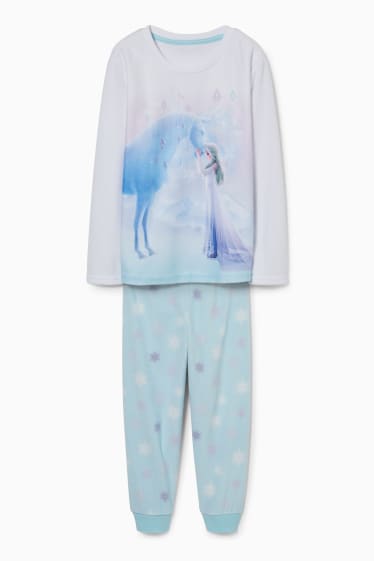 Copii - Frozen - pijama de fleece - 2 piese - alb / albastru deschis