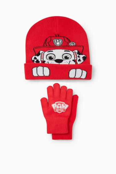 Kinder - Paw Patrol - Set - Mütze und Handschuhe - 2 teilig - rot