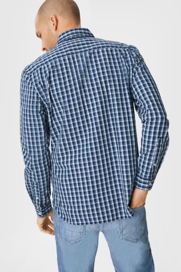 Men - Shirt - regular fit - Kent collar - check - dark blue