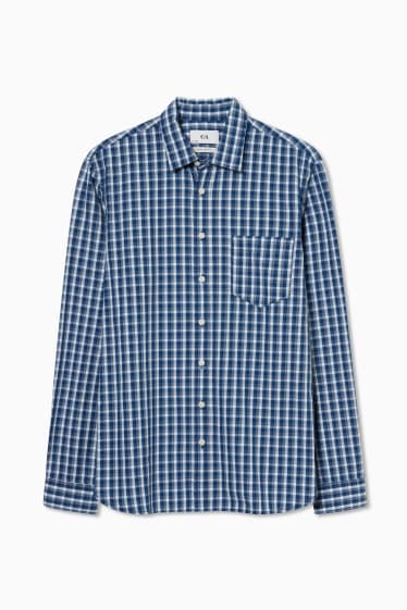 Men - Shirt - regular fit - Kent collar - check - dark blue