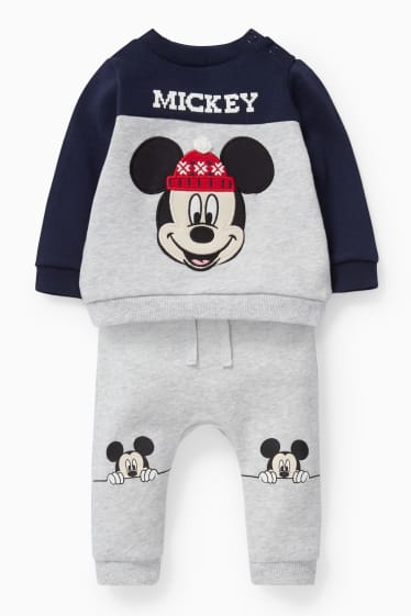 Miminka - Mickey Mouse - outfit pro miminka - 2dílný - světle šedá-žíhaná