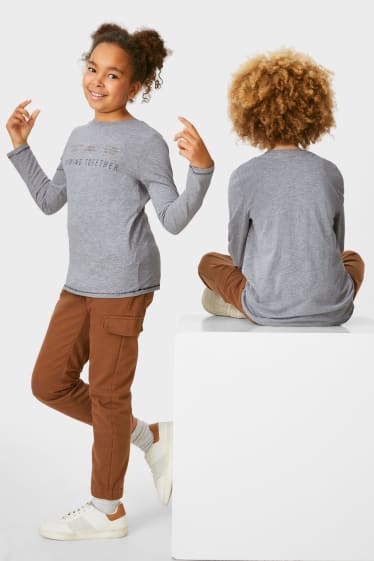 Niños - Pack de 2 - camisetas de manga larga - genderless - gris claro jaspeado