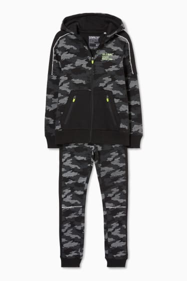Kinder Jungen - Set - Sweatjacke mit Kapuze und Jogginghose - 2 teilig - camouflage