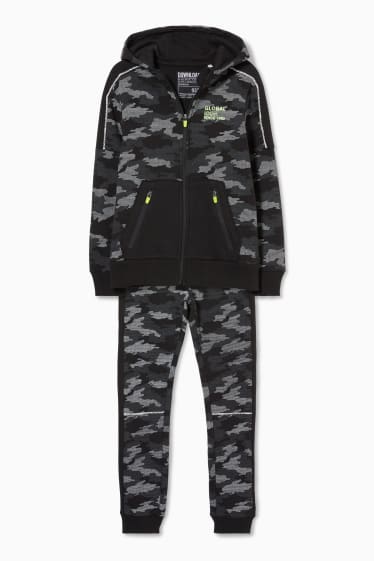 Bambini - Set - giacca di felpa con cappuccio e pantaloni sportivi - 2 pezzi - militare