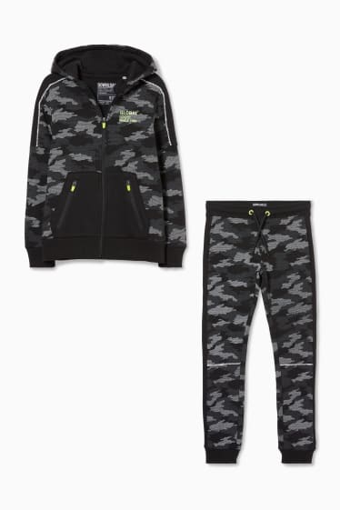Enfants - Ensemble - sweat zippé à capuche et pantalon de jogging - 2 pièces - camouflage