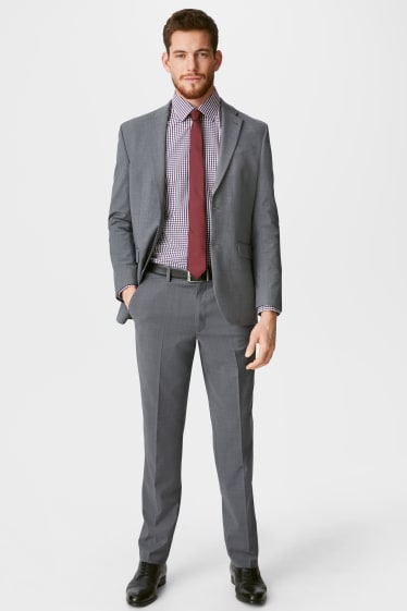 Men - Mix-and-match suit trousers - regular fit - flex - wool blend - LYCRA® - gray-melange