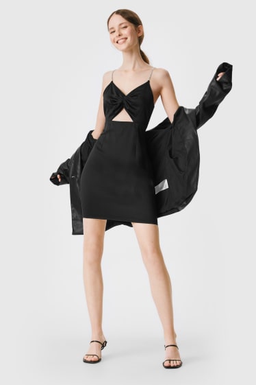 Women - CLOCKHOUSE - satin dress - formal - black