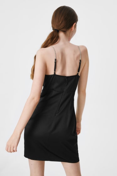 Women - CLOCKHOUSE - satin dress - formal - black