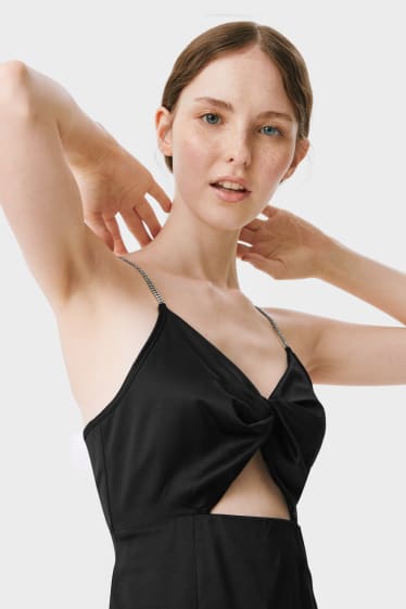Women - CLOCKHOUSE - satin dress - formal - black