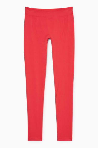 Women - Thermal long pants - seamless - red