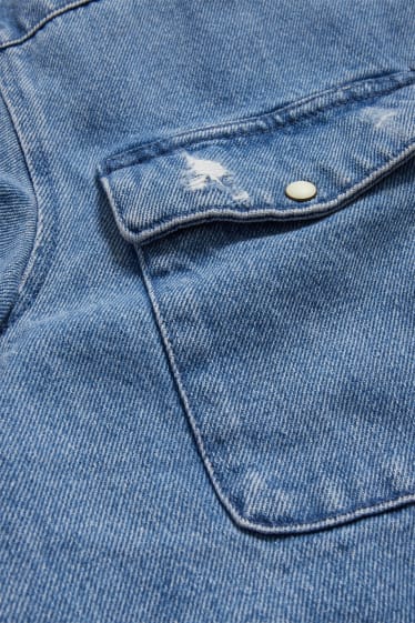 Uomo - CLOCKHOUSE - camicia di jeans - collo all'italiana - jeans blu