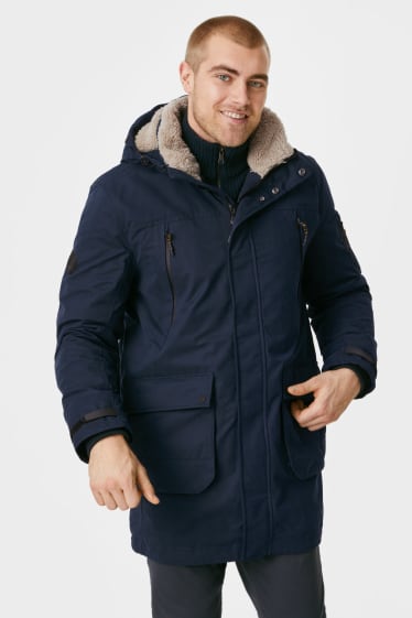 Men - Technical parka with hood - dark blue