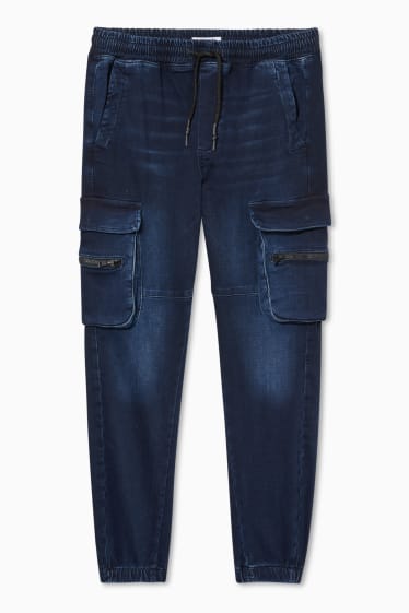 Pánské - CLOCKHOUSE - slim jeans - cargo džíny - džíny - tmavomodré