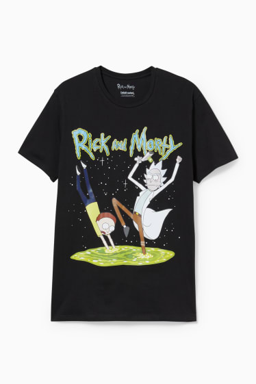 Hombre - CLOCKHOUSE - camiseta - Rick y Morty - negro