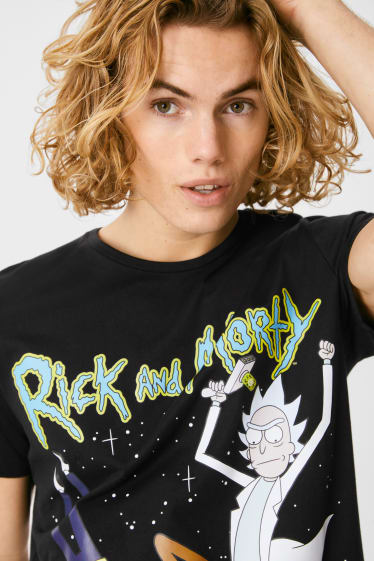 Hombre - CLOCKHOUSE - camiseta - Rick y Morty - negro