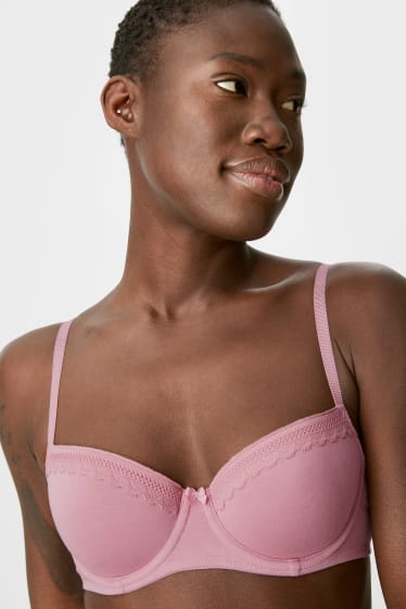 Women - Multipack of 2 - underwire bra - DEMI - padded - white / pink