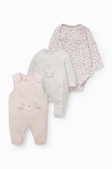 Baby's - Set - kruippakje, rompertje en pyjama voor baby’s - 3-delig - crème wit