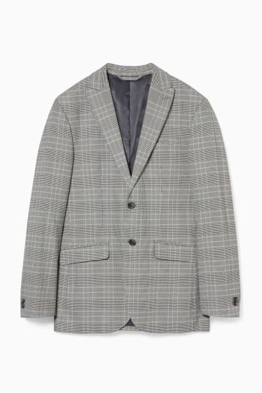 Pánské - Oblekové sako - slim fit - stretch - LYCRA® - šedá-žíhaná