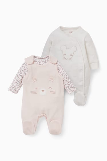 Baby's - Set - kruippakje, rompertje en pyjama voor baby’s - 3-delig - crème wit