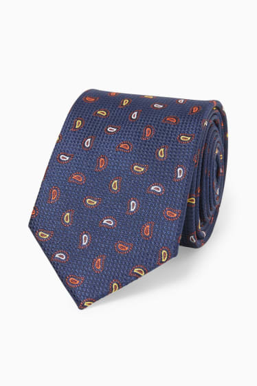 Hommes - Cravate en soie - bleu foncé