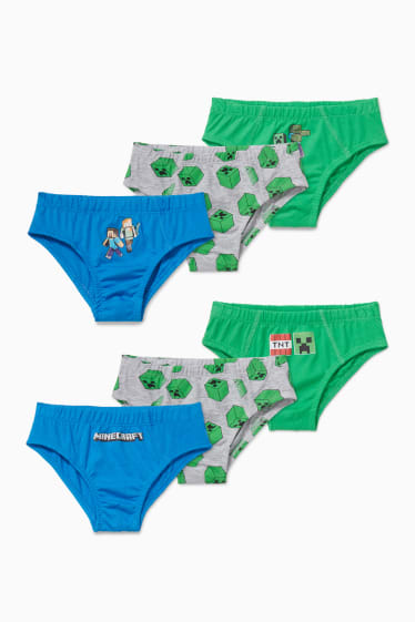 Kinderen: jongens - Set van 6 - Minecraft - slip - donkergroen / donkerblauw